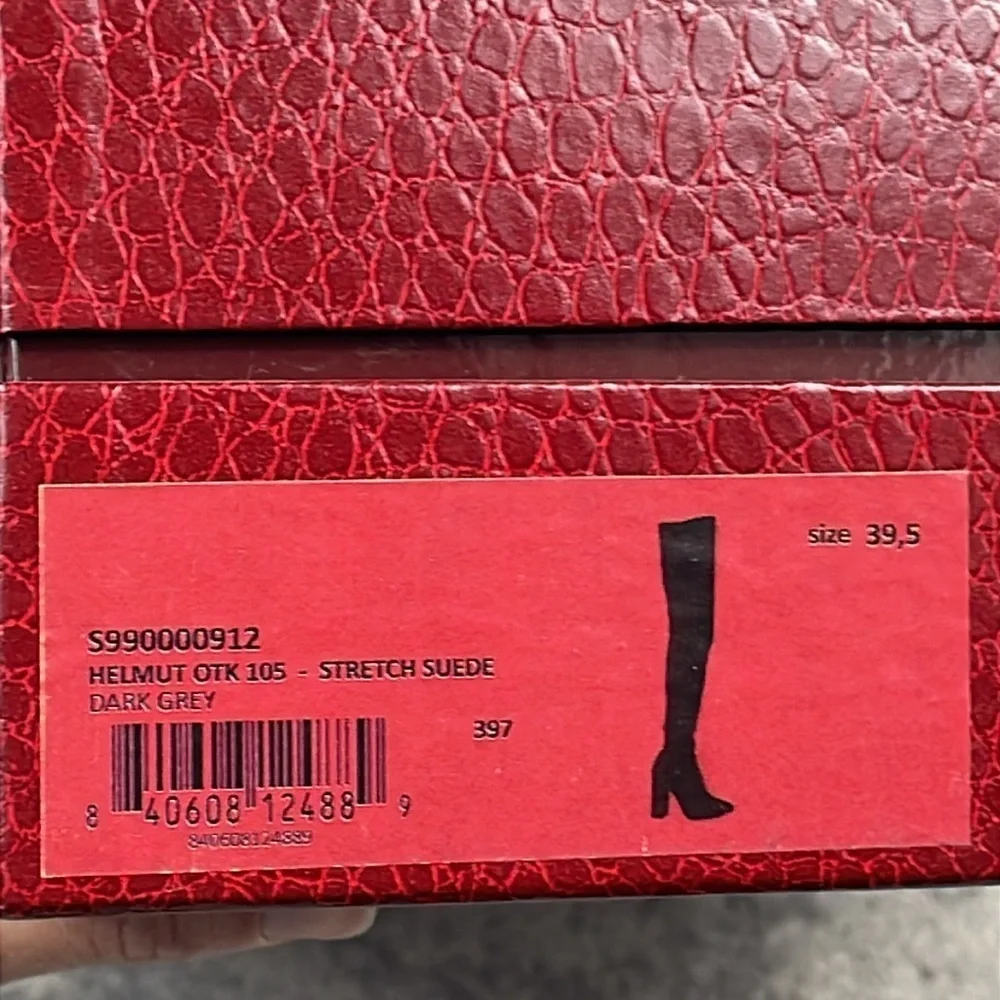NIB Tamara Mellon Helmut Over The Knee Stretch Suede Boots Dark Grey Gray 39.5